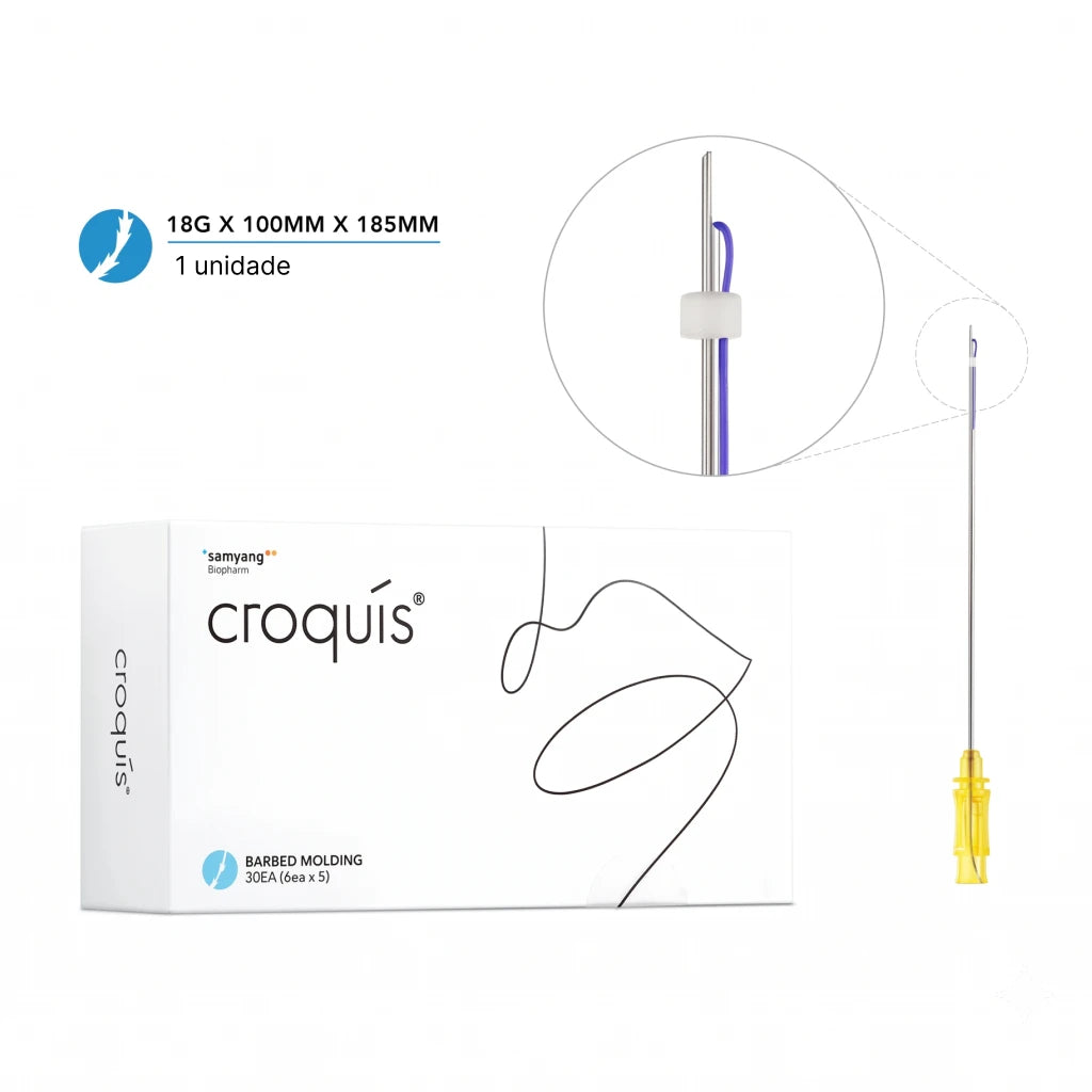 Fio de PDO Croquis Barbed Molding Canulado 18Gx100x185 C/1un